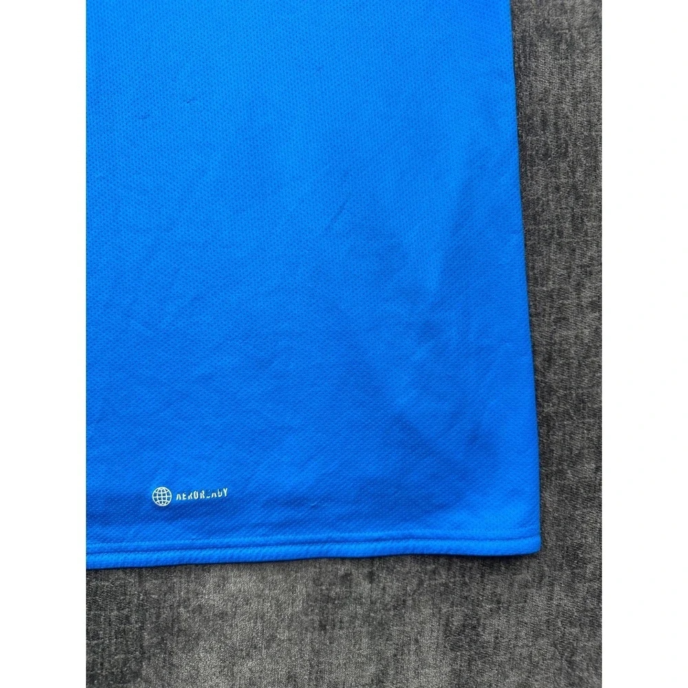 Adidas Aeroready Performance T Shirt Mens Small Blue Mesh Logo Athletic Workout